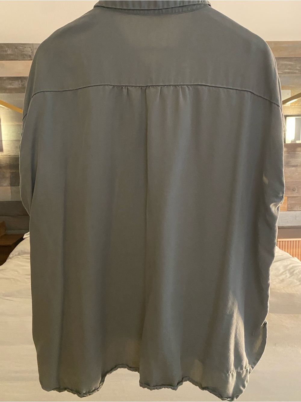 Quince Women’s Tencel Camp Shirt Casual Short-Sleeve Button-Down Olive XL - Picture 6 of 8